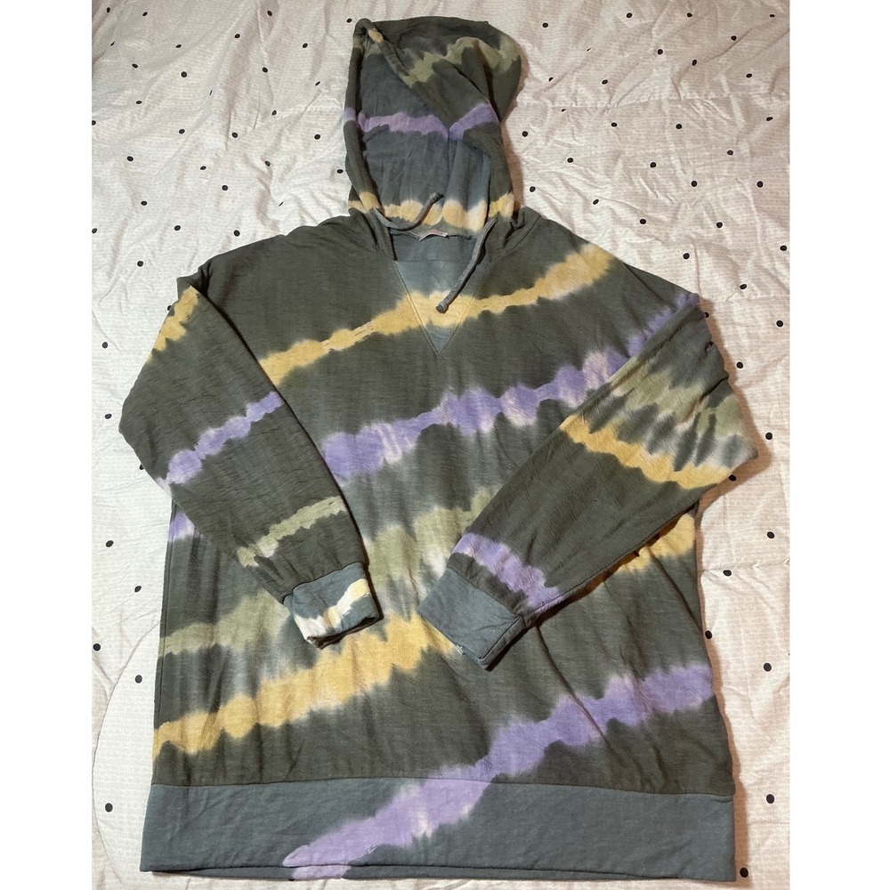 Free People Movement Tie Dye Hoodie Womens Medium Green Purple Yellow Oversized